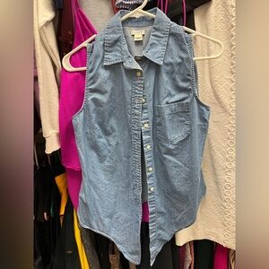 J Crew chambray bottom tie button down sleeveless